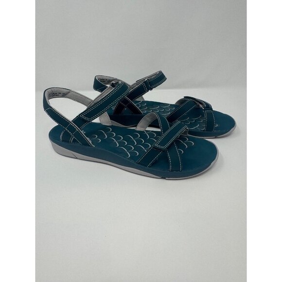 Clarks Women's Tresca Trace Sandal Size 8 Teal Adjustable Strappy - Picture 1 of 7
